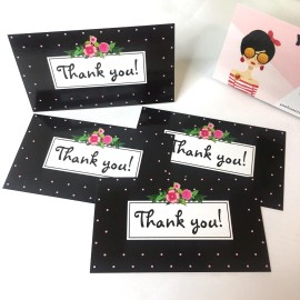 YooHooLady Thank You Business Cards for Small Business Variety Pack Flowers - 100 Cards (25 Cards x 4 Designs)