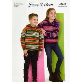 James Brett Double Knit Knitting Pattern Boys Girls Hooded Sweater Jumper (JB828)