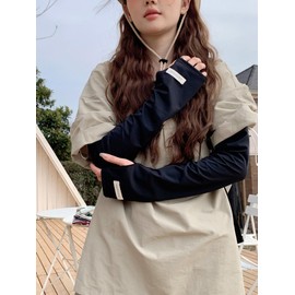 Lalapala Women's Arm Cover, UV Protection, Summer Arm Sleeve, Loose, Sun Protection, UPF50+, Cool, Cool to Touch, Arm Cover, Sweat Absorbent, Quick Drying, Anti-Slip, Good to the Touch, Breathable