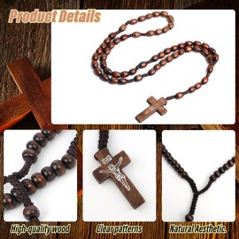 Fiohiros Catholic Rosary Bracelet, Religious Rosary Chain, Wooden Christian Faith Necklace for Meditation, Prayer and Spiritual Growth, Unisex