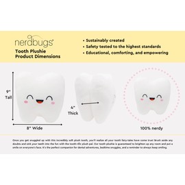 Nerdbugs Tooth Plush - The Molar The Merrier! - Dentist & Oral Surgeon Gift / Tooth Fair Pillow