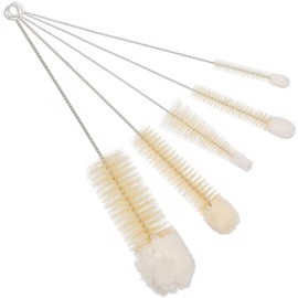 REDECKER Wool Tip Bottle Cleaning Brush Set with Pig Hair Bristles and Wire Handles, Set of 5, Various Sizes, Made in Germany - Bottle Cleaner Brush - Bottle Brush Soft Tip