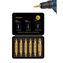 Damaged Screw Extractor Set- 6 psc HSS 6542 Stripped Screw Removal Tool, Stripped Screws Nuts & Bolts Drill Bit Tools for Easy Removal of Rusty & Broken Bolt Extractor Kit, Christmas Gifts for Man
