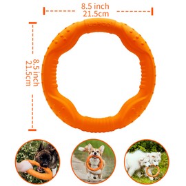 LaRoo Floating Flying Dog Disc Toys,Summer Pet Training Outdoor Durable Chew Toys for Medium and Large dogs (Medium Orange/22cm)