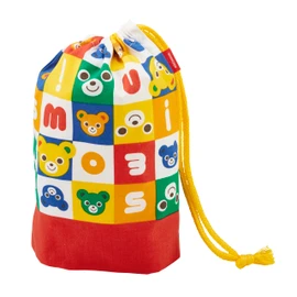 Miki House 15-4153-689 Cup Bag, Cup Holder, Drawstring Bag, Logo, Bear, Rabbit, Made in Japan, For Boys, Girls, Babies, Kids, Kindergarten, Nursery School, Children's Clothes, Multicolor