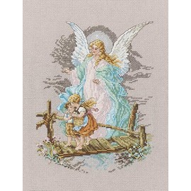 Janlynn Cross Stitch Kit, 8.125-Inch by 7-1/2-Inch, Guardian Angel,White
