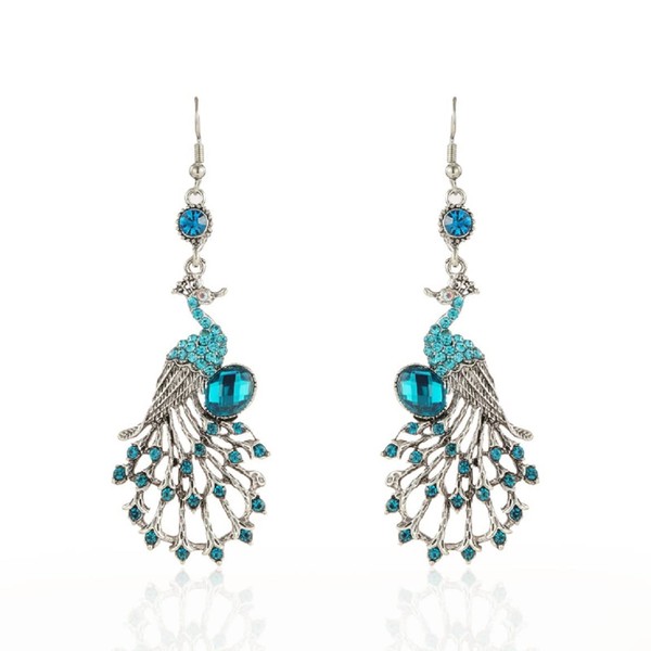 Peacock Chandelier Earrings, Peacock Bird Dangle Earrings for Women, Bohemian