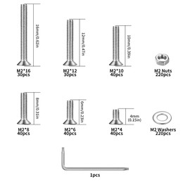 660 Pcs M2 Screws Set, Countersunk Bolts and Nuts Set, Torx Flat Head Machine Screws Bolts and Nuts Kit, Stainless Steel Countersunk Head Screws Bolts Nuts and Washers Set, with Wrench