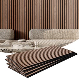 VEVOR Wood Slat Acoustic Panels, 23.6 x 47.2 in, 4-Piece MDF Accent Wooden Wall Panels, Faux Wood Wall Board Panels for Modern Interior Decor and Noise Reduction, Walnut