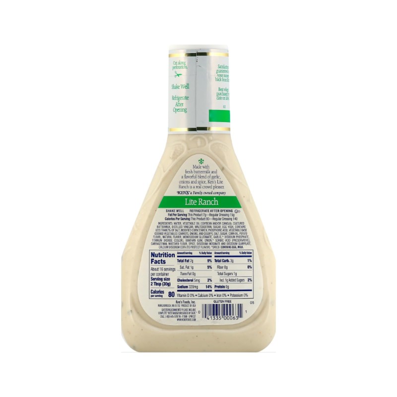 Ken's Steak House Lite Ranch Dressing,16 Fl Oz, (Pack of