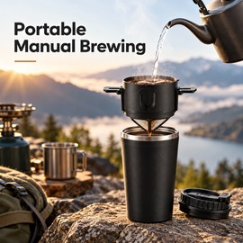 304 Stainless Steel Reusable Coffee Filter for Pour-Over Brewing – Portable Dripper Basket for Home, Office & Travel