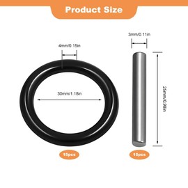 30 Pcs Replacement Pin and O-Ring, Black 4mm Impact Ring and 3x25mm Socket Pins for 1/2" Socket Scaffolders for Scaffolders, Pressure Washer, Impact Wrench (15 Pairs)