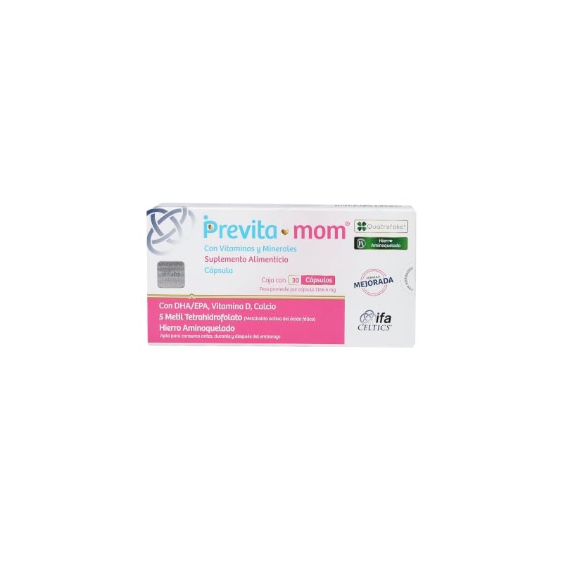 Previta-mom Suplemento Alimenticio caja con 30 Cápsulas