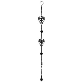 Ebros Black Coated Steel Metal Wyverex Alchemy Folklore Dragon Wall Hanging Wind Chime with Beads 38" L Home and Patio Decor Medieval Fantasy Dungeons and Dragons Mobile Noisemaker
