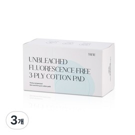 Trubee unbleached non-fluorescent pure cotton 3-ply cotton pad, 3 packs, 80 sheets / 트루비 무표백 무형광 순면 3겹 화장솜, 3개, 80매입