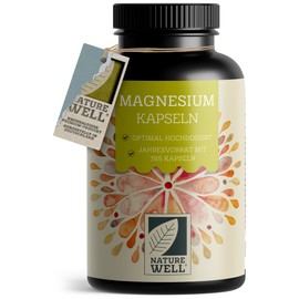 Magnesium Capsules 365x - 668mg Magnesium Oxide, of which 400mg Magnesium per Capsule - Very High Magnesium Content (60%) - Laboratory Tested with Certificate - 100% Vegan - Supply for a Full Year
