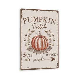 "Pumpkin Patch" Vintage Metal Sign – Rustic Farmhouse Fall Decor – U-Pick Pumpkin Sign With Arrow – 8"x 12" Fall Harvest Wall Art For Thanksgiving And Autumn