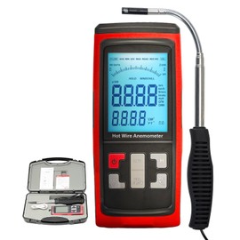 Hot Wire Anemometer, Handheld Air Flow CMF Meter, Rechargeable Air Velocity Wind Speed Meter Temperature Gauge for in Duct HVAC Outdoor Thermal Anemometer, Bendable Telescopic Probe, Data Export