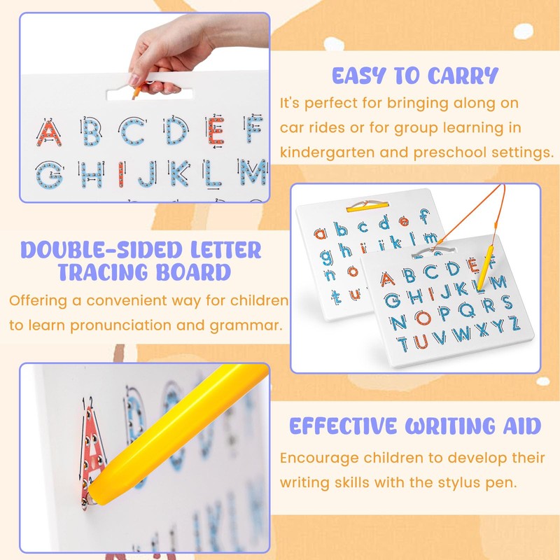 LovesTown Double Sided Magnetic Alphabet Tracing Board ABC Letter Learning