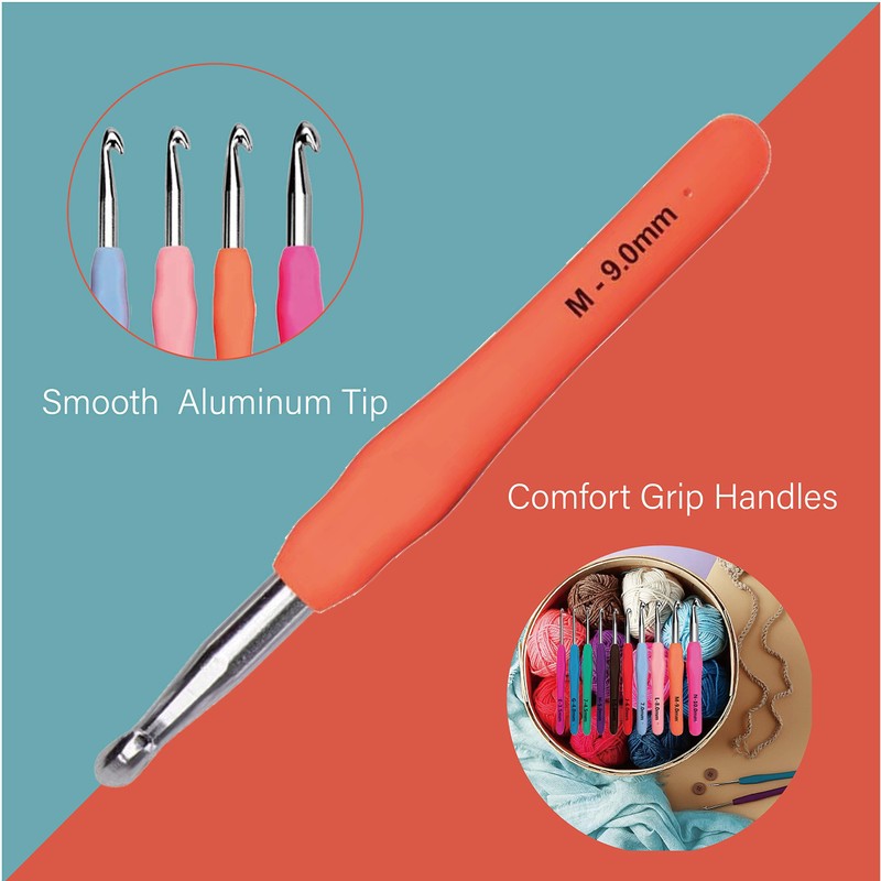 Knitiss 20 Sizes Crochet Hooks 0.5mm-10mm, Ergonomic Crochet Hooks Set