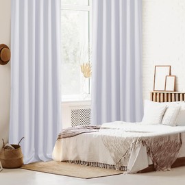 DWCN Window Curtains 63 Inch Length - Room Darkening Back Tab/Rod Pocket Thermal Insulated Window Draperies with Tiebacks Window Treatment Panels for Living Room, 52 x 63 Inch, 2 Panels, Greyish White