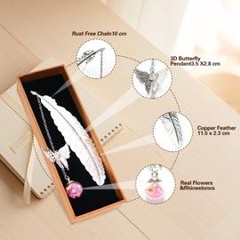 Metal Bookmark, 3D Butterfly Pendant Bookmarks, Vintage Metal Feather Bookmark Birthday Gift for Women Teachers, Unique Book Marks Mothers Day Christmas Gifts for Women Reader Girls Female Book Lover