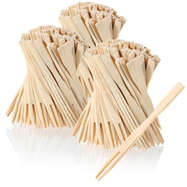 com-four® 300 x Bamboo Chip Forks - 9 cm Finger Food Skewers for Sausage, Vegetables, Fruit - Natural Serving Sticks with Tines - Chip Pieker for Buffet and Catering