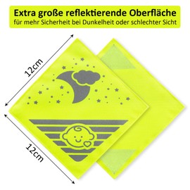 Sealmic Pack of 4 Reflectors for Pushchairs, Universal Safety Reflectors with Fastening, Ideal for Buggies, Bicycles, Trailers and More, Cute Babies and Clouds, Moon, Stars Motif, Neon Yellow