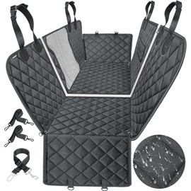 URPOWER 6-in-1 Dog Car Seat Cover for Back Seat, Waterproof Dog Car Hammock 40/60 Split Dog Seat Cover with Mesh Window and Side Flap Pets Car Seat Protector Dog Backseat Cover for Car, SUV, Truck