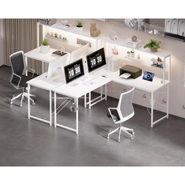 Pamray 60 Inch L Shaped Gaming Desk with Shelves and Storage