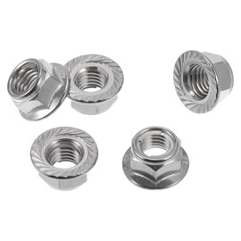 HOPESPANNER 5 Pcs M10*1.5 Car Flange Nuts 304 Stainless Steel,Metal Rubber Ring Girded Hex Lock Flange Nuts Non-Slip Lock Flange Rubber Ring for Car Motorcycle