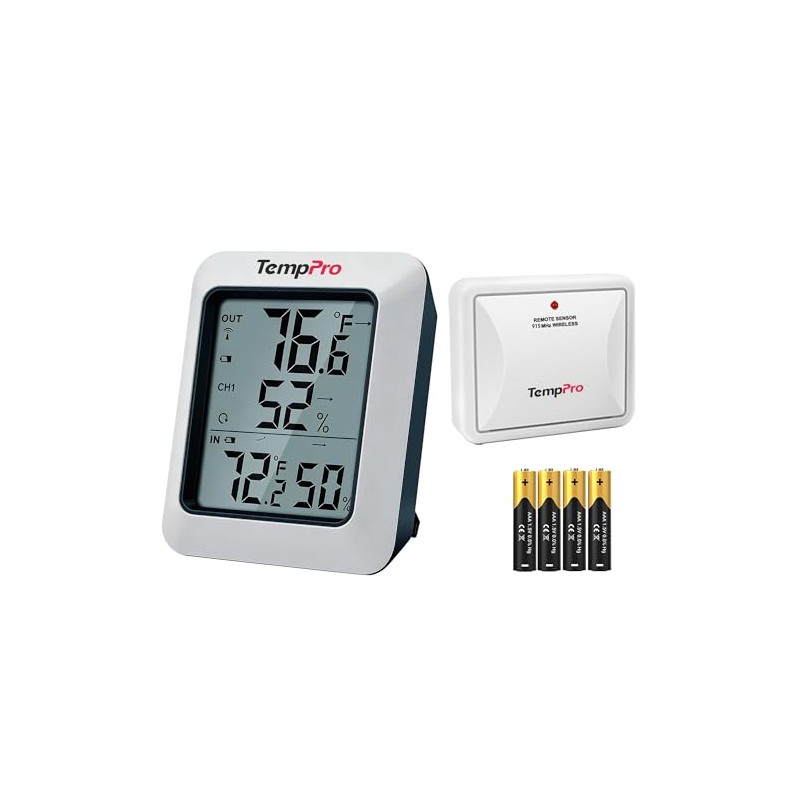 TempPro TP60B Termómetro digital para interiores y exteriores, monitor de