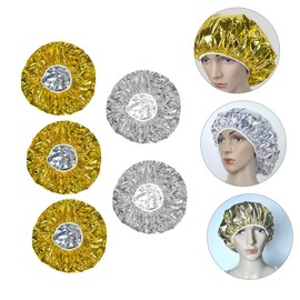 SAFIGLE 5Pcs Aluminium Foil Hair Processing Hats Reusable Deep Conditioning Caps for Salon Use Elastic Rim for Heat Retention for Hair Dyeing and Treatment Shower