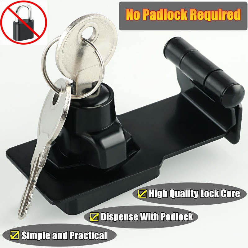 Alise Keyed Hasp Lock Right Angle 90°,4 Inch Safety Packlock