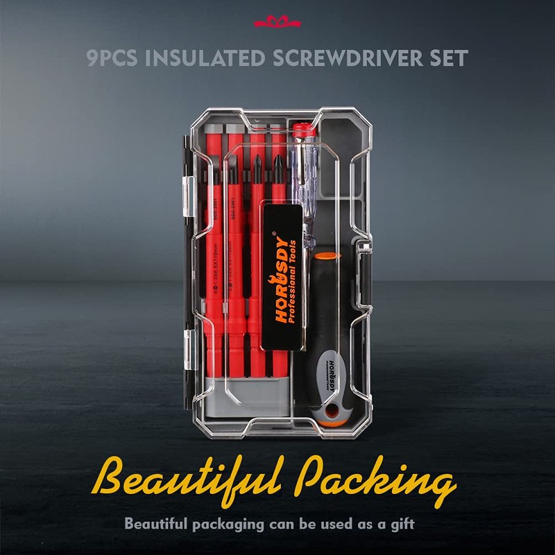 HORUSDY 10-Piece 1000V VDE Insulated Screwdriver Set | Magnetic Tip