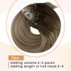 Runature Extensiones Cabello Real 50gr 14in Balayage Marrón A Medio