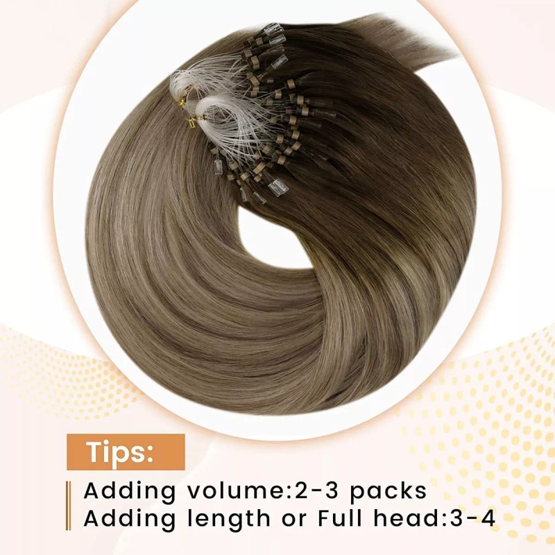 Runature Extensiones Cabello Real 50gr 14in Balayage Marrón A Medio