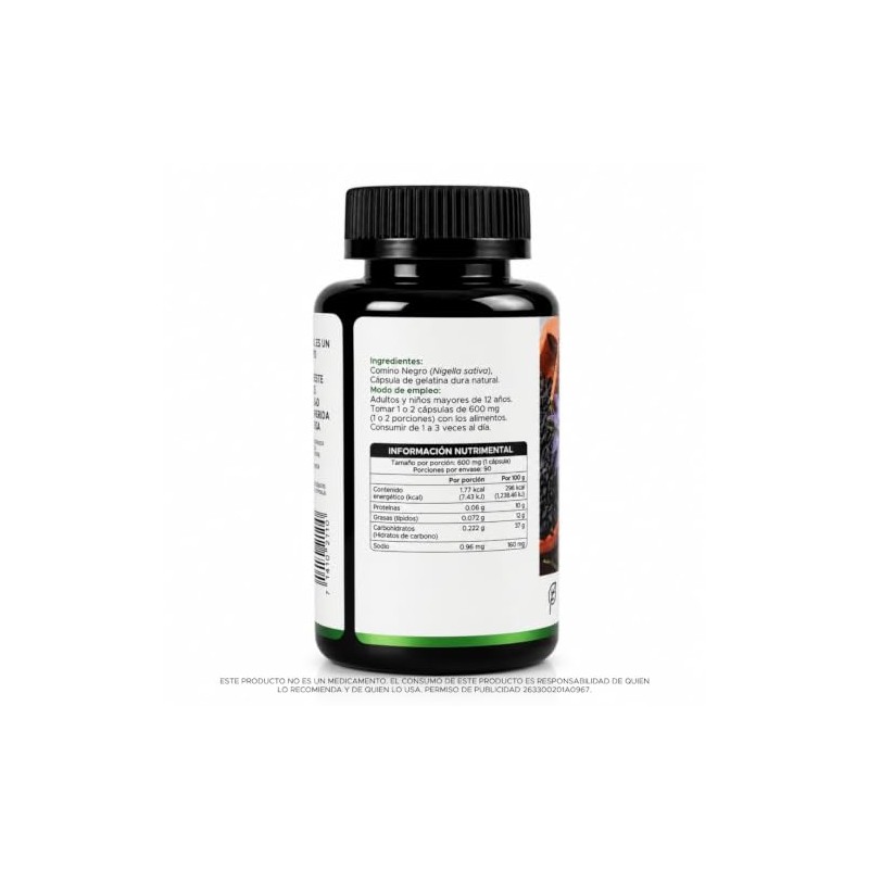 PACALLI Comino Negro 90 Cápsulas 600mg - Nigella Sativa