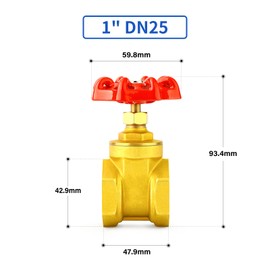 ERGAOBOY Brass Gate Valve with Wheel Handle, 1" BSP Female Heavy Duty Valve for Water, Oil, Gas, Industrial Plumbing