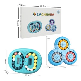 EACHHAHA 2 Pieces Magic Beans Set, Rotating Finger Cube Toy, IQ Game Fidget Toys, Intelligence Puzzle, Stress Relief Toy, Gift for Children from 3 Years