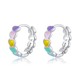 PAHALA 925 Sterling Silver Multiple Colorful Daisy Flower Ear Buckles Clips Chic Earrings (Daisy Heart)