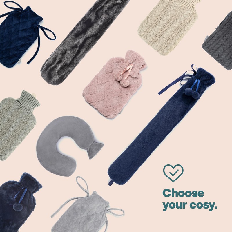 LIVIVO 2L Hot Water Bottle with Insulating Cover Featuring Decorative
