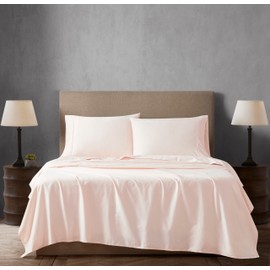 Linen Closet Luxury Cotton 400 Thread Count Cotton Sateen 4-Piece Sheet Set, Queen, Blush
