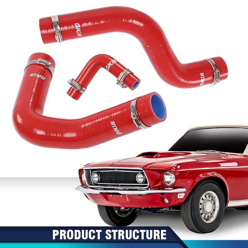 PIT66 Lower Upper Red Radiator Silicone Hose Compatible with 1964