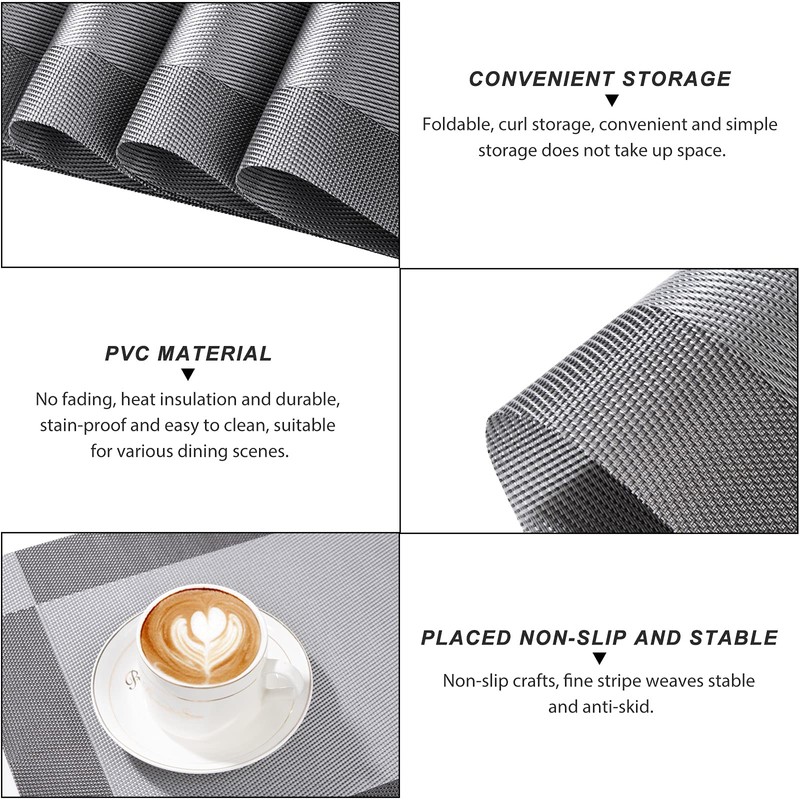ISIYINER Place Mats, Set of 6, Non-Slip, Washable, PVC, Tear-Resistant,