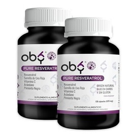 Oby Resveratrol Puro 240 Capsulas (2Pack) | 1300 mg porcion de Antioxidantes: Trans-Resveratrol al 98%, Semilla de Uva Roja, Arándano, Pimienta Negra 