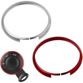 HTTYHT Two Rings Protective Key Ring Decorative Key for Remote Control Car Key Fob Metal for Mini R55 R56 R57 R58 R59 R60 (Silver + Red)