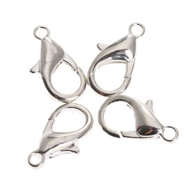 Dophee 100Pcs DIY Craft Plated Jewelry Lobster Clasp Claw Buckle Hook Finding Necklace - 16mm - Silver