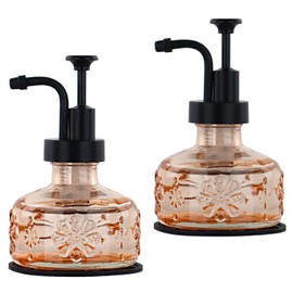 OCTMUSTARD 2 Pack Glass Kitchen Soap Dispenser Bathroom,Kitchen Refillable Liquid Modern Soap Dispenser for Hand Soap, Lotion Dispensers Bottle - Home, Commercial Countertop Decor. (Orange)
