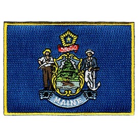 Maine State Flag Embroidered Patch Iron-On ME Emblem